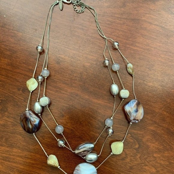 Purple and Tan Stone Necklace - Picture 2 of 2